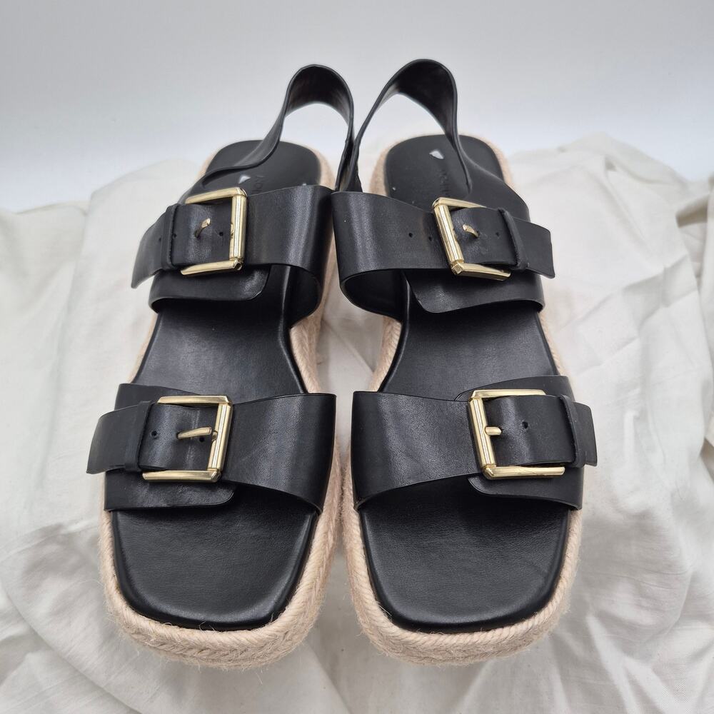 NEW Nordstrom Avila black slingback espadrille platform jute-wrapped sandal sz 8